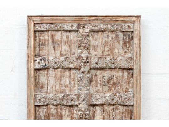 Vintage Framed Indian Carved Door Panel 