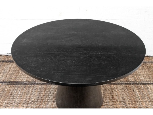 Stylish Solid 46” Round Ebonized Oak Pedestal Table