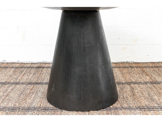 Stylish Solid 46” Round Ebonized Oak Pedestal Table