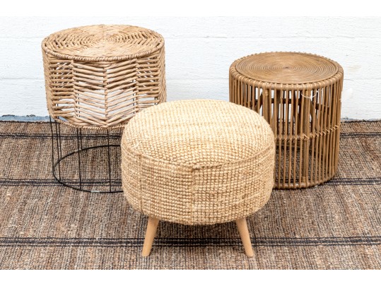 Suite Of Three Naturalistic Stools And End Table