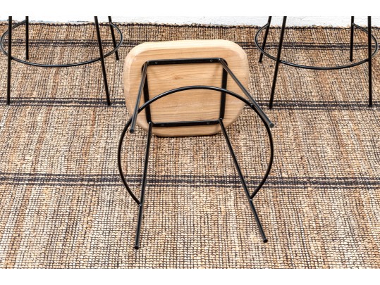 Set Of Three Studio McGee And Threshold Saddle Counter Barstools (Retail $80 Each)