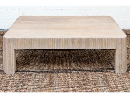 Attractive Carved Fluted Solid Wood Cocktail Table