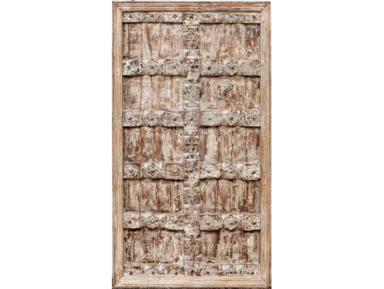 Vintage Framed Indian Carved Door Panel 
