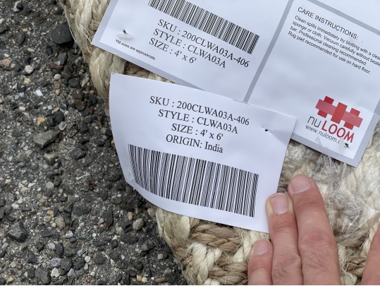 Indian Waikiki Natural Jute Flat Weave Area Rug, 4' X 6'