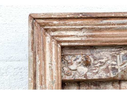 Vintage Framed Indian Carved Door Panel 