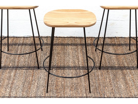 Set Of Three Studio McGee And Threshold Saddle Counter Barstools (Retail $80 Each)