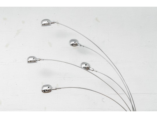 Dramatic Chrome And Marble Five-Arm Floor Lamp In The Manner Of Atelje Lyktan 