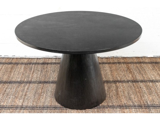Stylish Solid 46” Round Ebonized Oak Pedestal Table