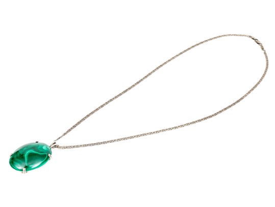 Pair Of Striking Sterling Malachite Jewelry Pieces, Assorted Motifs