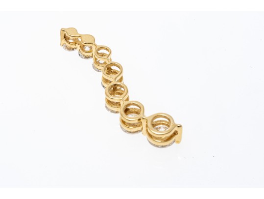 14k Yellow Gold Contemporary Graduated Stacked Moissanite Pendant