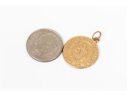 14k Yellow Gold Handsome St.Christopher Pendant