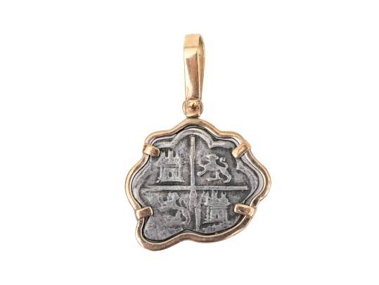 14k Yellow Gold Framed Striking Freeform Coin Pendant