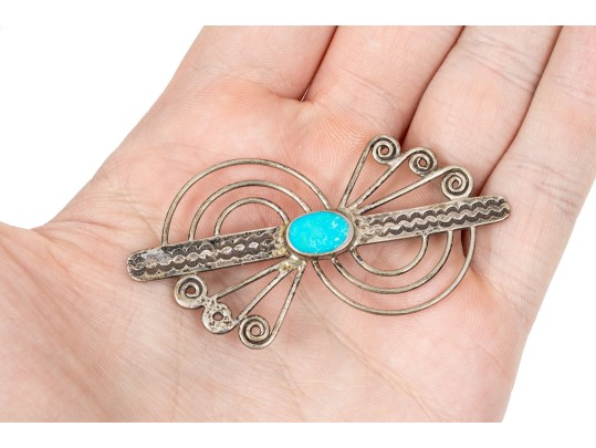 Lot Of Striking Turquoise Blue Color Southwestern Style Sterling Silver Jewelry Pieces