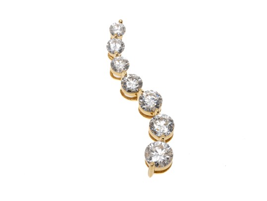 14k Yellow Gold Contemporary Graduated Stacked Moissanite Pendant