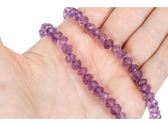 Elegant Faceted Purple Amethyst Bead Necklace, With A  14k Yellow Gold Clasp