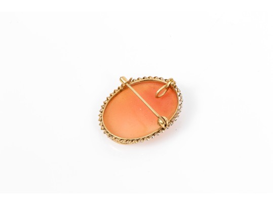 10k Yellow Gold Vintage Twisted Framed Cameo Pin/pendant