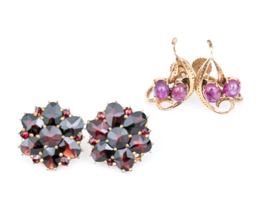 14k Yellow Gold Set Of Two Pairs Of Vintage Screwback Earrings