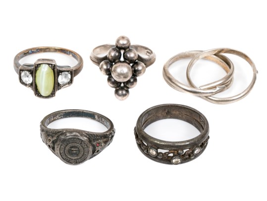 Sterling Silver Eclectic Collection Of Assorted Rings, Size 5