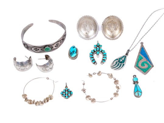 Lot Of Sterling Silver Assorted Southwestern Motif Jewelry Pieces