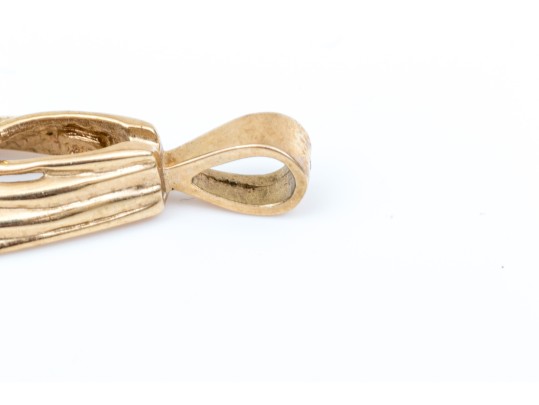 14k Yellow Gold Contemporary Open Graduated White Sapphire Set Pendant