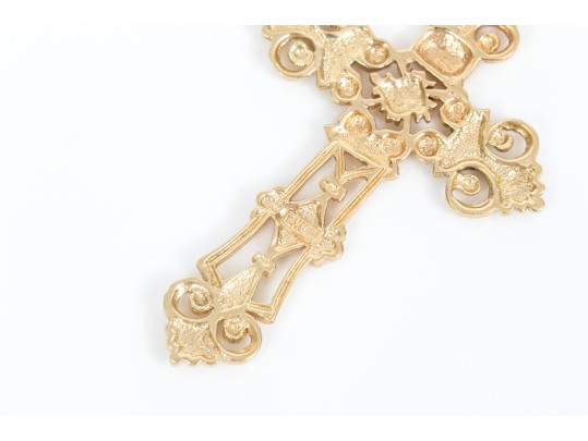 14k Yellow Gold Beautiful Large Filigree Cross