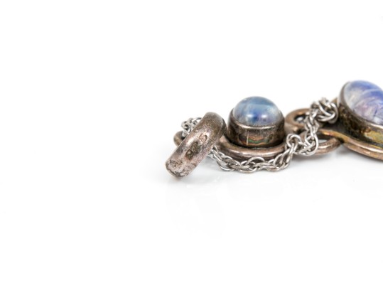 Sterling Silver Cable Chain Necklace With A Beautiful Moonstone Stacked Pendant