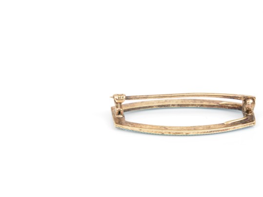 14k Yellow Gold Beautiful Vintage Enamel And Seed Pearl Scatter Pin