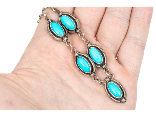 Lot Of Striking Turquoise Blue Color Southwestern Style Sterling Silver Jewelry Pieces