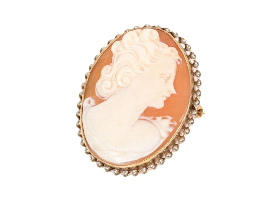 10k Yellow Gold Vintage Twisted Framed Cameo Pin/pendant