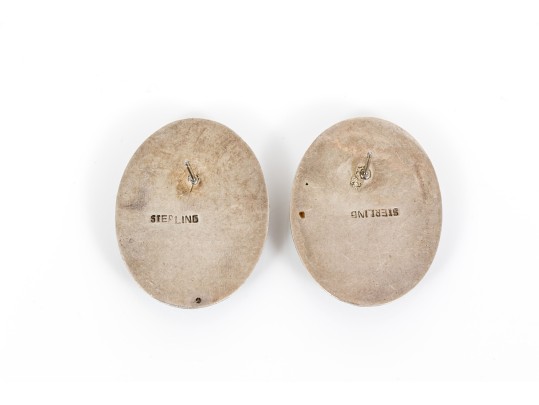 Pair Of Striking Sterling Malachite Jewelry Pieces, Assorted Motifs