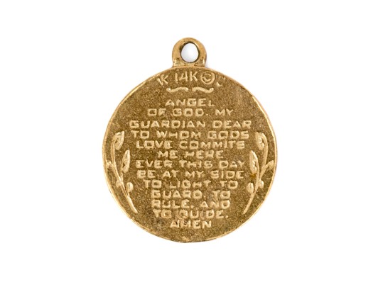 14k Yellow Gold Lovely Guardian Angel Charm