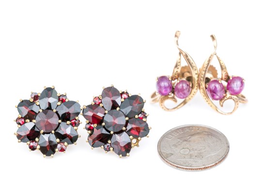 14k Yellow Gold Set Of Two Pairs Of Vintage Screwback Earrings