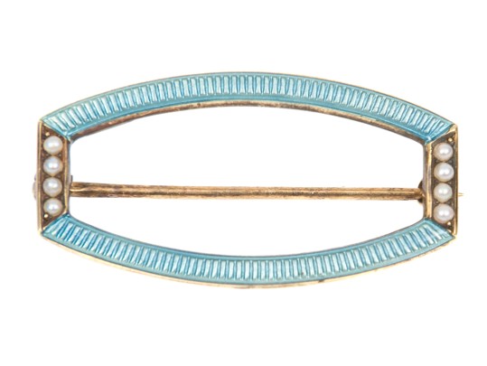 14k Yellow Gold Beautiful Vintage Enamel And Seed Pearl Scatter Pin