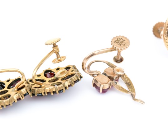 14k Yellow Gold Set Of Two Pairs Of Vintage Screwback Earrings