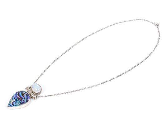 Pair Of Beautiful Sterling Silver And Abalone Jewelry Pieces, Assorted Motifs