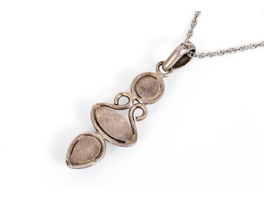 Sterling Silver Cable Chain Necklace With A Beautiful Moonstone Stacked Pendant