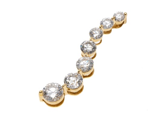 14k Yellow Gold Contemporary Graduated Stacked Moissanite Pendant