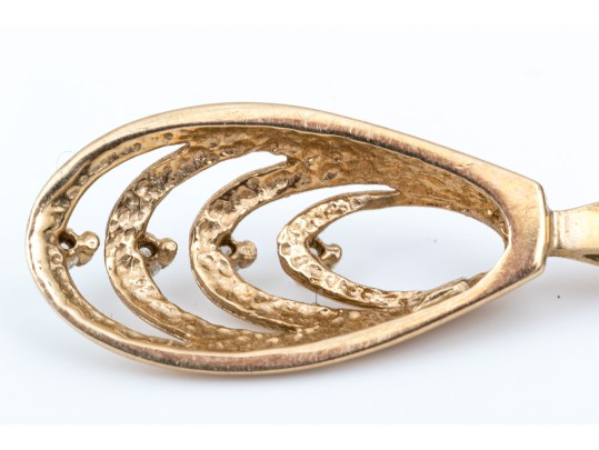 14k Yellow Gold Contemporary Open Graduated White Sapphire Set Pendant