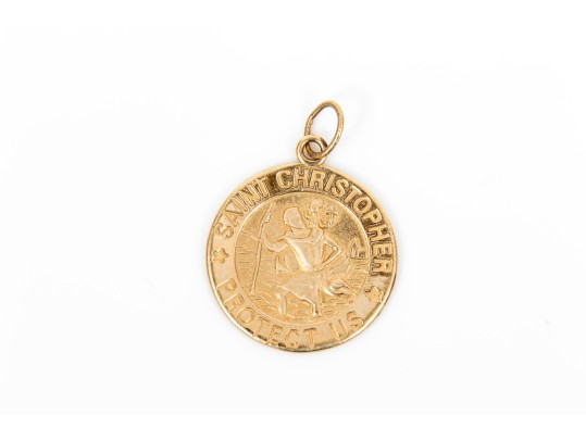 14k Yellow Gold Handsome St.Christopher Pendant