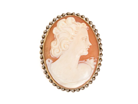 10k Yellow Gold Vintage Twisted Framed Cameo Pin/pendant