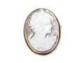14k Yellow Gold Pretty Black Mother-of-pearl Simply Framed Cameo Brooch/pendant