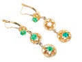 14k Yellow Gold Pretty Green Cz Drop Earrings