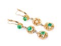 14k Yellow Gold Pretty Green Cz Drop Earrings