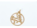 14k Yellow Gold Handsome Round Chinese Calligraphy Pendant