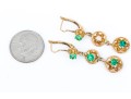 14k Yellow Gold Pretty Green Cz Drop Earrings