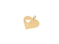 14k Yellow Gold Striking Diamond Cut And Sandblasted Finished Heart Charm