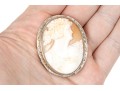 14k White Gold Chased Frame Cameo Brooch/pendant