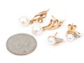 14k And 10k Gold Set Of Cultured Pearl Earrings