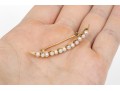 14k Yellow Gold Beautiful Vintage Seed Pearl And Opal Half Moon Brooch
