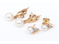 14k And 10k Gold Set Of Cultured Pearl Earrings